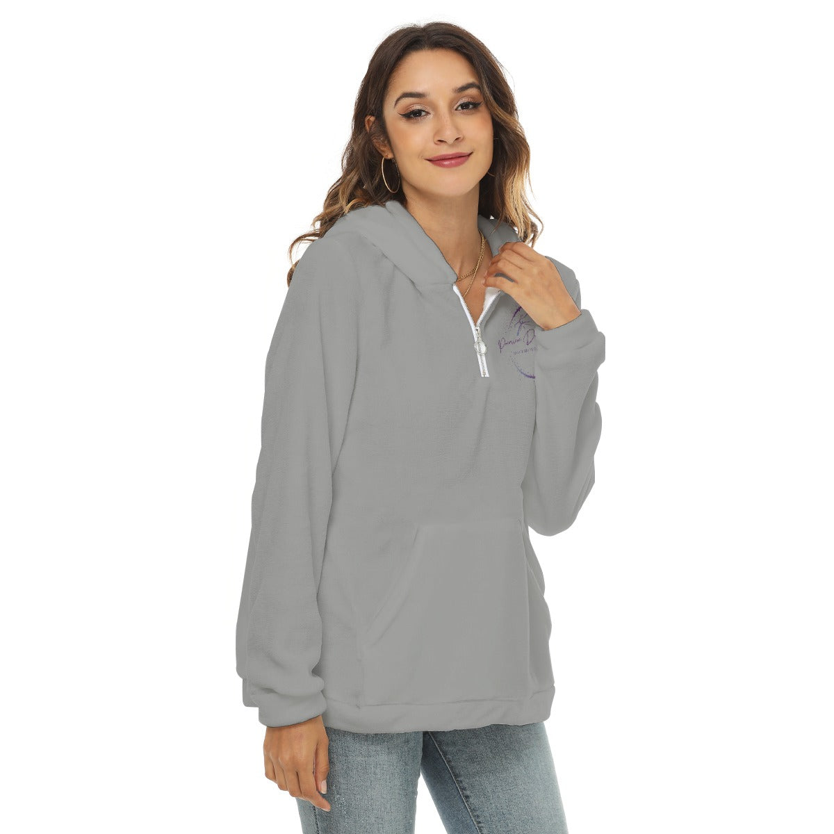 Premiere Danse Academy - All-Over Print Women's Borg Fleece Hoodie With Half Zip