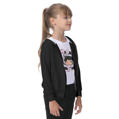 All-Over Print Kid's Zip-up Hoodie With Patch Pocket